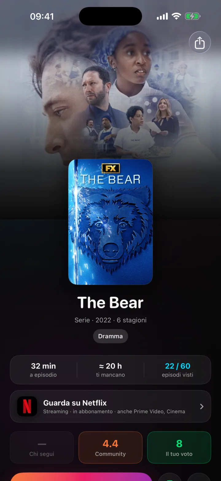 La scheda di The Bear su Somto: copertina, dove guardarla su Netflix e anche su Prime Video, voto della community